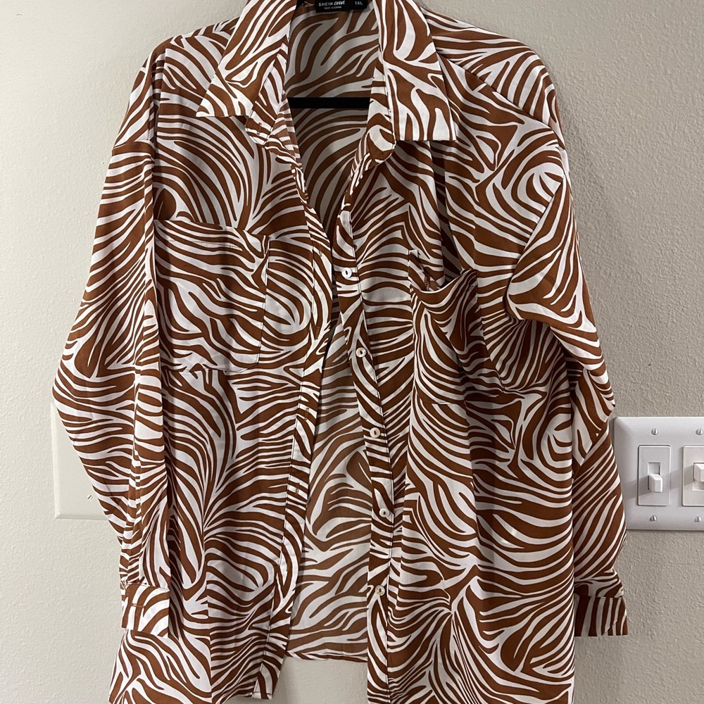 Tiger Print Button Up shirt